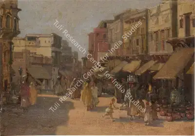 L.N. Taskar (Artist), Street Scene, Agra, Painting