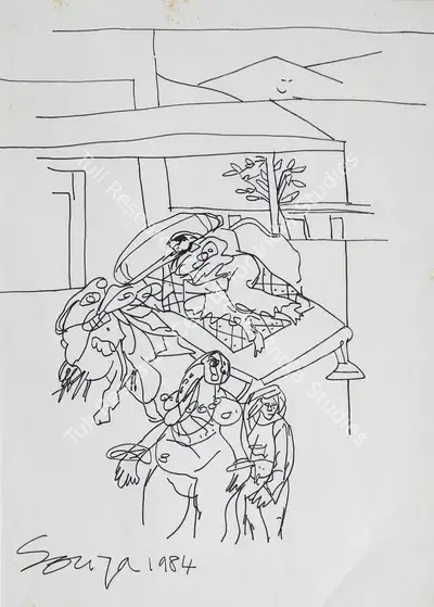F.N. Souza (Artist), Untitled, 1984, Drawing