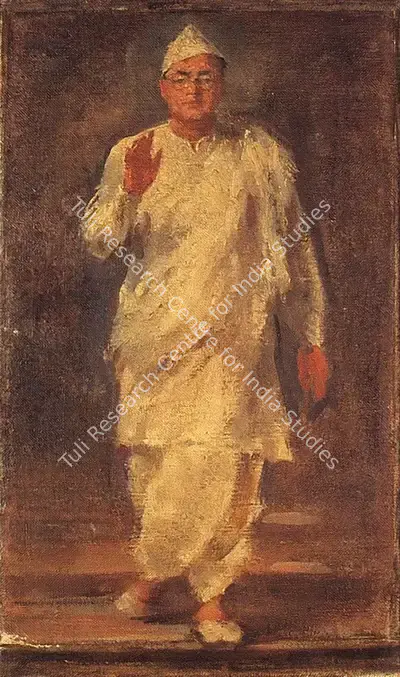 Atul Bose (Artist), Portrait Study for Subhas Chandra Bose, 1946, Painting