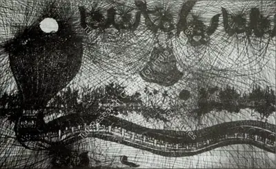 K. Ramanujam (Artist), The Moon Seemed Tarnished and the Hall of a Thousand Pillars within me Waxed Luminous, 1972, Drawing