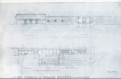 Unknown (Cartographer), Measured Drawing of Surkhej Buildings, Map