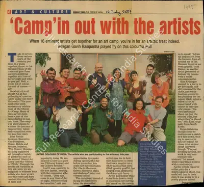 Shantanu Das (Reporter), Camp'in Out with the Artists, 2007, Newspaper Clipping