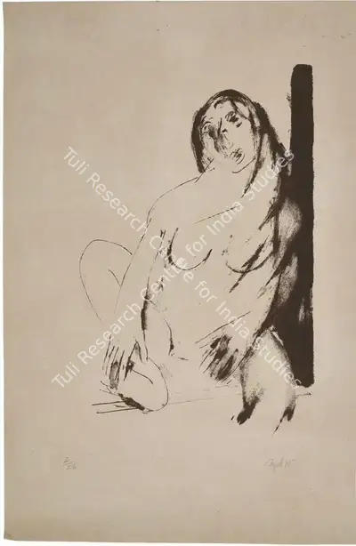 Tyeb Mehta (Artist), Untitled (Seated Lady), 1985, Drawing