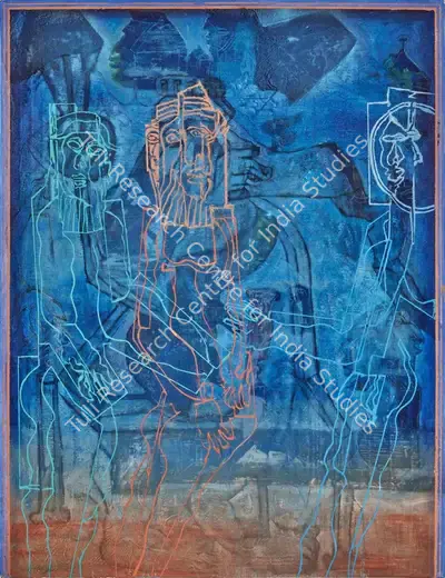 Samant, Mohan (Artist). Three Priests, mid 1970s | Painting, So.NeY/18.03.24, 2024 · Sotheby's