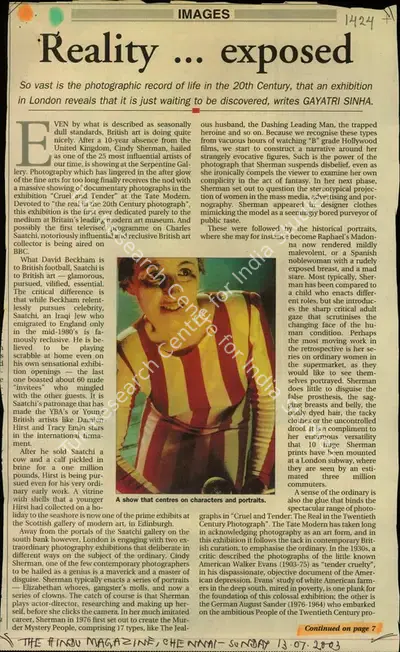 Gayatri Sinha (Reporter), Reality…Exposed, 2003, Newspaper Clipping