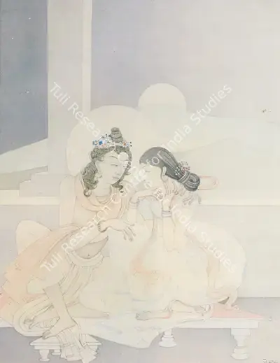 Kshitindranath Majumdar (Artist), Radha Krishna, Painting