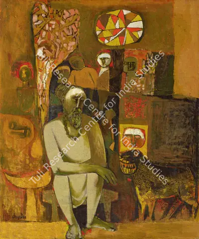 Arup Das (Artist), Untitled (Sadhu with Dog), Painting