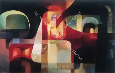 Bhattacharjee, Bikash (Artist). Cityscape. Oil on canvas, 1967 | Painting | FineArts | 00598238