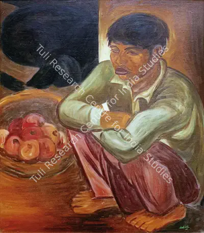 Satish Gujral (Artist), Boy With Fruit, 1951, Painting
