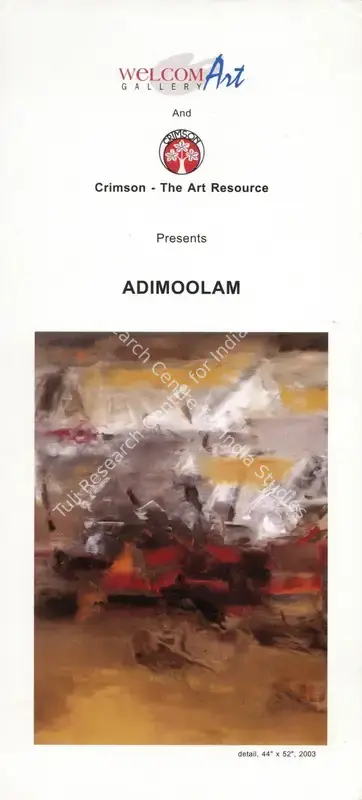 K.M. Adimoolam (Artist), An Exhibition of recent Paintings by Adimoolam, 2003, Solo Exhibition Invitation