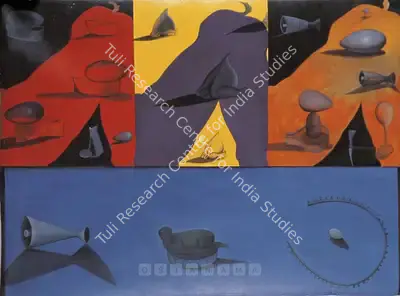 Surendran Nair (Artist), Apocolocynthosis (The Ostrich Act III), 1995, Painting