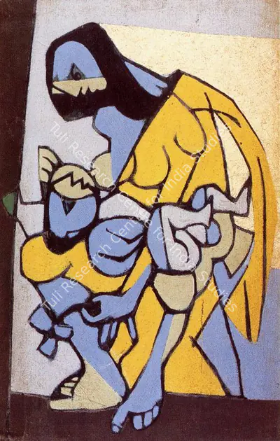Subramanyan, K.G. (Artist). Mother and Child. Oil on Board, 1953 | K.G. Subramanyan, 2003 | Painting | FineArts | 00566316