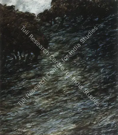 Paramjit Singh (Artist), Trees and Purple Ridge, 1987, Painting
