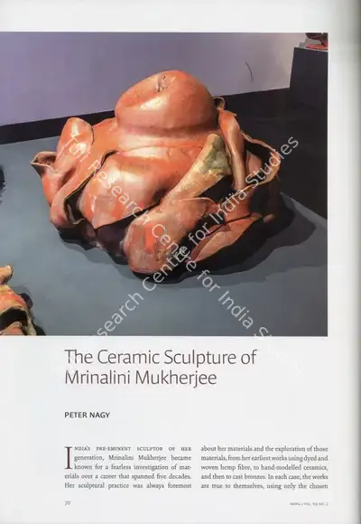 Peter Nagy (Essayist), The Ceramic Sculpture of Mrinalini Mukherjee, 2018, Essay
