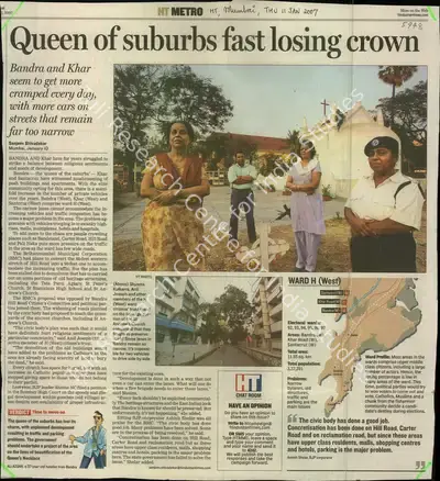 Sanjeev Shivadekar (Reporter), Queen of Suburbs Fast Losing Crown, 2007, Newspaper Clipping