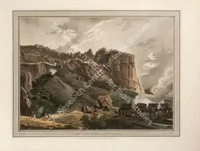 John William Edy (Engraver), North view of Sewan-Droog showing the attack in Dec, 1791, 1794, Engraving