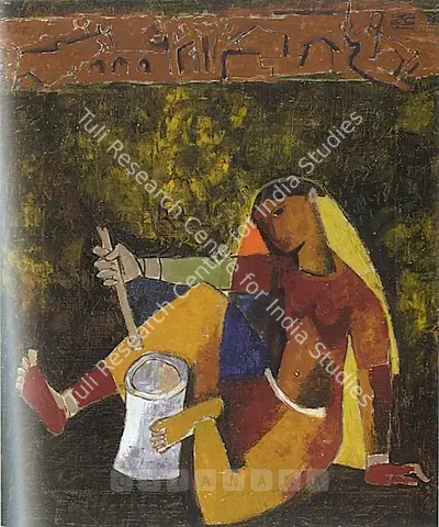 M.F. Husain (Artist), Village Woman, 1954, Painting