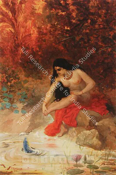 P. Gerhardt (Artist), Girl Bathing At A Stream, 1898, Painting