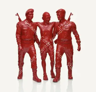 Debanjan Roy (Artist), India Shining VIII (Gandhi Suported by Two), 2009, Sculpture