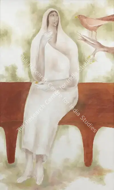 Haku Shah (Artist), Woman with Bird, 2000, Painting