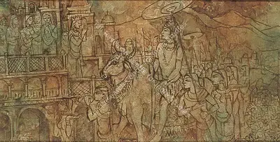 Shyamal Dutta Ray (Artist), Siva's Procession, 1976, Painting