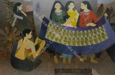 Bendre, N.S. (Artist). Quilt from Kutch. Oil on canvas, 1983 | Painting | FineArts | 00374259