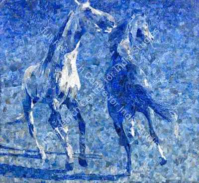 Ismail Gulgee (Artist), Horses, 1989, Painting