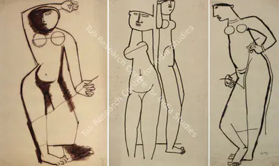 M.F. Husain (Artist), Drawing From The Khajuraho Series, 1954, Drawing