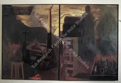 Nataraj Sharma (Artist), New Housing Society at the Outskirts of the City, 1996, Painting