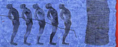 G.R. Iranna (Artist), The Story of Five Gentlemen - II, 2006, Painting