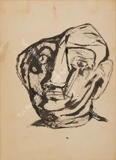 Tyeb Mehta (Artist), Head (Study for Sculpture), 1955, Painting