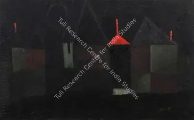 S.H. Raza (Artist), Untitled (Blackscape), 1953, Painting