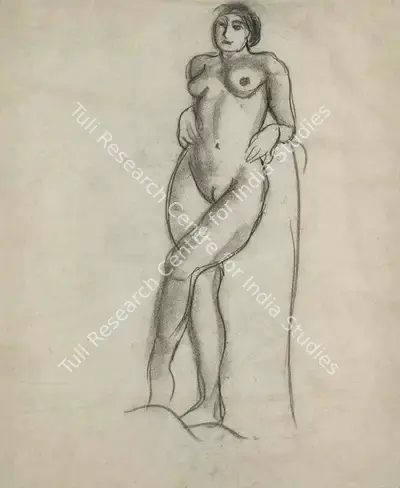 Amrita Sher-Gil (Artist), Untitled (Nude), 1930, Drawing