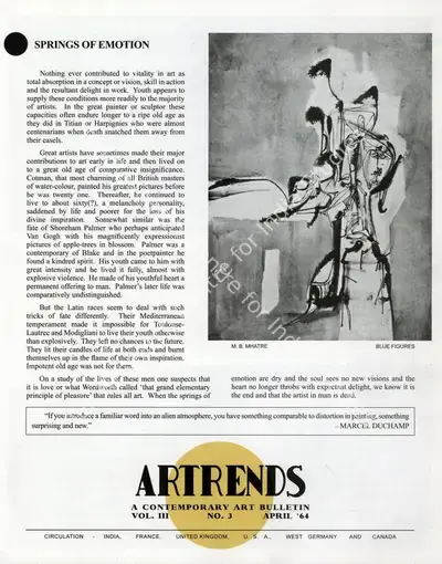 Janakiram, P.V. (Editor). Artrends - A Contemporary Art Bulletin. 3(3). Madras: Progressive Painters, April 1964 | Bulletin | FineArts | 00842090