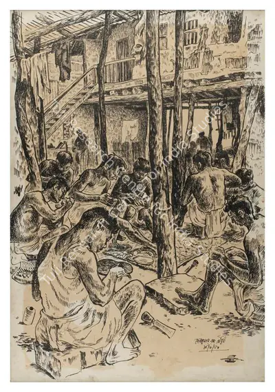 Deb Kumar Roy Chowdhury (Artist), Untitled (Cobblers), 1950, Painting