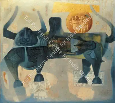Ali, J. Sultan (Artist). Jeevan Mrityu. Oil on canvas, 1974 | Painting | FineArts | 00376599