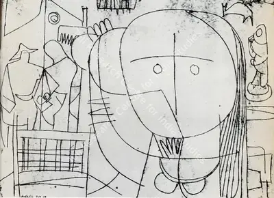 Jivan Adalja (Artist), Untitled, 1957, Drawing