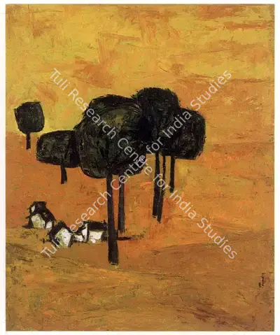 B. Prabha (Artist), Yellow Landscape, 1961, Painting