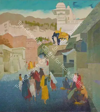 Bendre, N.S. (Artist). Jaisalmer Fort. Oil on canvas, 1979 | Painting | FineArts | 00547722