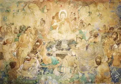 K.H. Ara (Artist), The Temptation Of Buddha, 1941, Painting