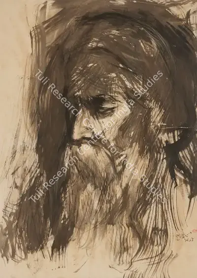 Zainul Abedin (Artist), Untitled (Portrait of Rabindranath Tagore), 1965, Painting