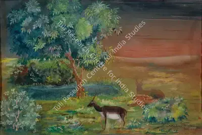 Gopal Ghose (Artist), Black Buck, 1951, Painting