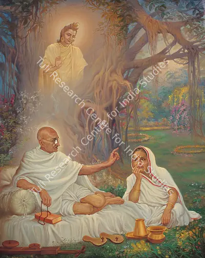 Sunil Mahajan (Artist), Ram Blessing Gandhiji and Kasturba, 1997, Painting