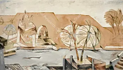Manu Parekh (Artist), Benaras, 1986, Painting