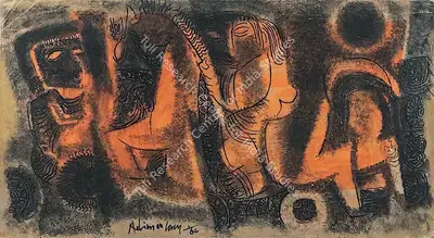 K.M. Adimoolam (Artist), The Rider, 1964, Painting