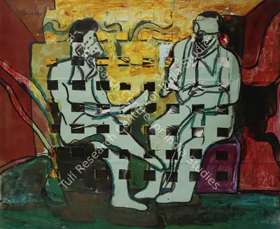 F.N. Souza (Artist), Man And Woman, 1954, Painting