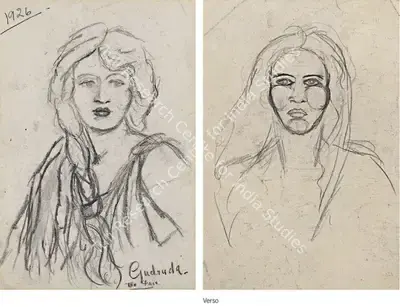 Amrita Sher-Gil (Artist), Gudruda, 1926, Drawing