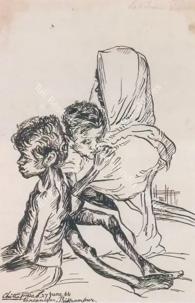 Chittaprosad (Artist), Bengal Famine, 1944, Drawing