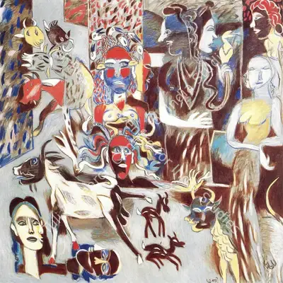 Subramanyan, K.G. (Artist). Avatars. Oil on Canvas, 1997 | K.G. Subramanyan, 2003 | Painting | FineArts | 00566210