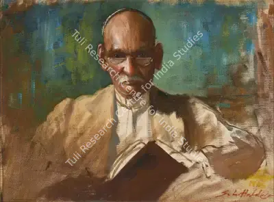 S.L. Haldankar (Artist), Portrait of a Gentle man, 1945, Painting